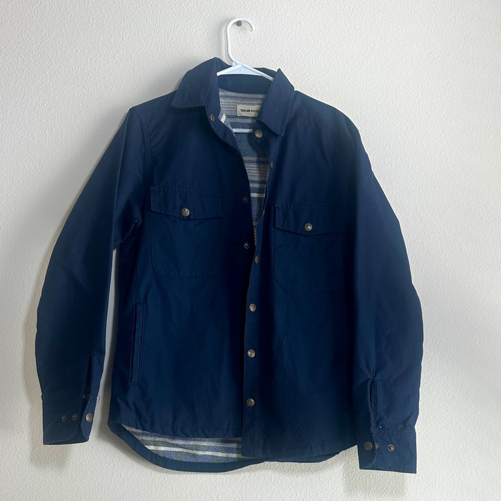 Taylor Stitch Button-Up Jacket, Waxy Cotton, Blanket-Lined, Navy Size 38 (S/M)